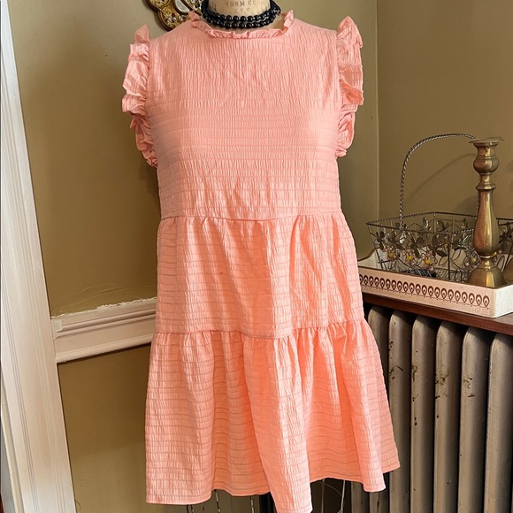 Peach Ruffled lined Dress - Picture 1 of 5